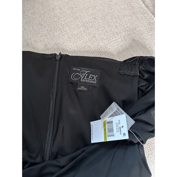 Alex Evenings Maxi Cold Shoulder Dress, Mother of Bride. Black. Size14P NWT - Picture 7 of 9